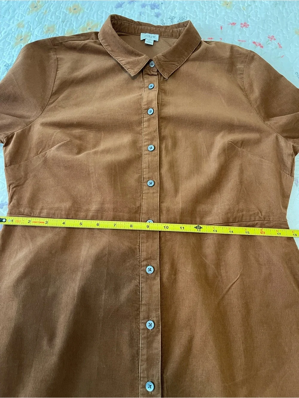 J. Crew Corduroy Button-Front Dress in Chestnut Brown Size 14